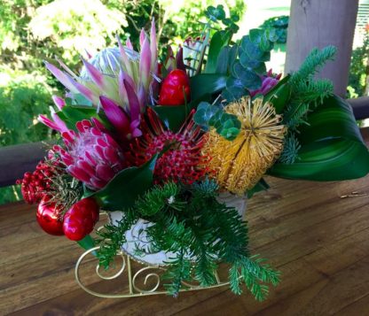 Holiday Protea Sleigh Arrangement